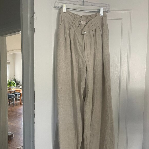 Posse Louis Pleated Linen Wide-Leg Trousers (S) - Picture 7 of 9
